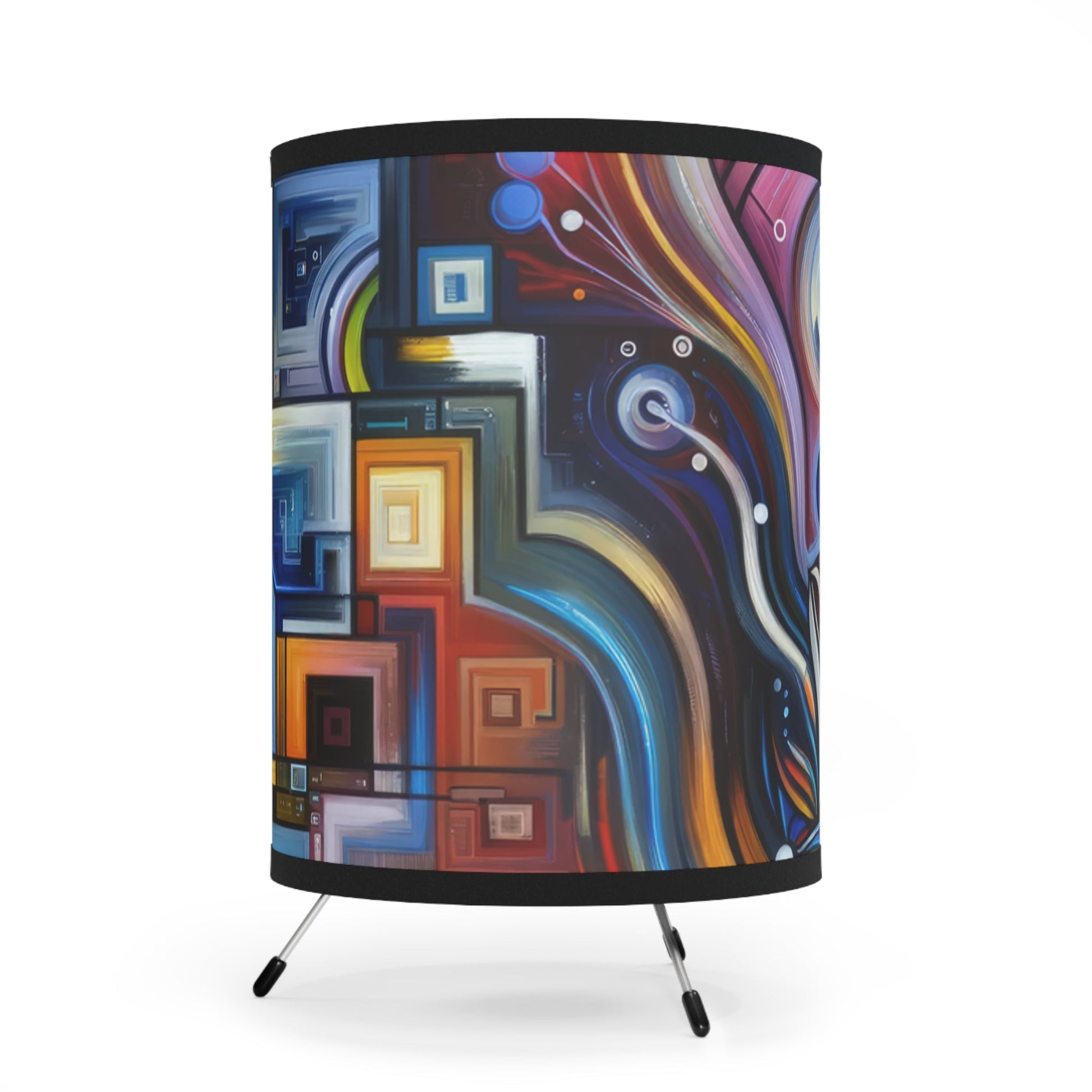 Digital Mindfulness Abstract Tripod Lamp with High-Res Printed Shade, US\CA plug - ATUH.ART