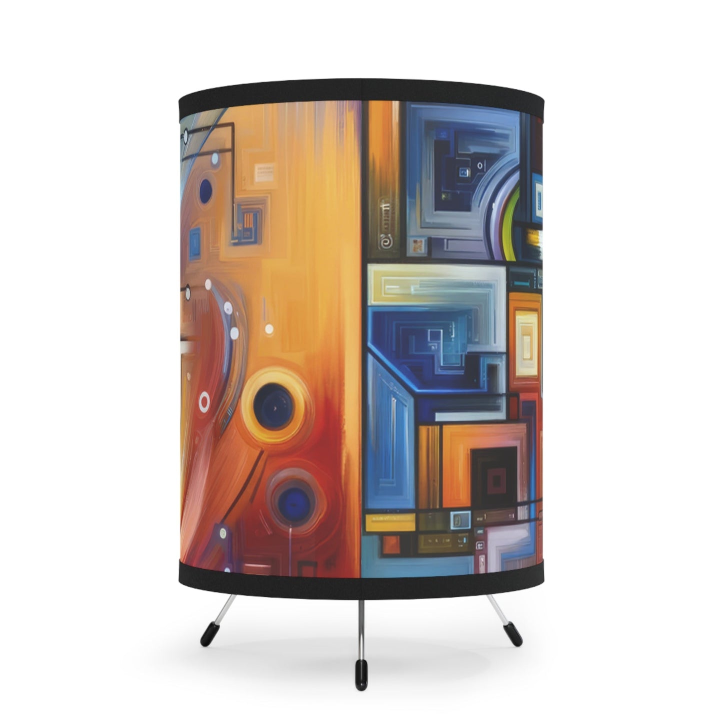 Digital Mindfulness Abstract Tripod Lamp with High-Res Printed Shade, US\CA plug - ATUH.ART