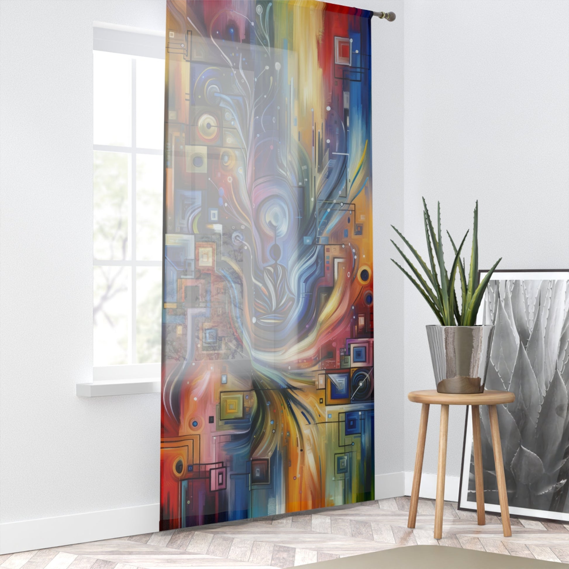 Digital Mindfulness Abstract Window Curtain - ATUH.ART