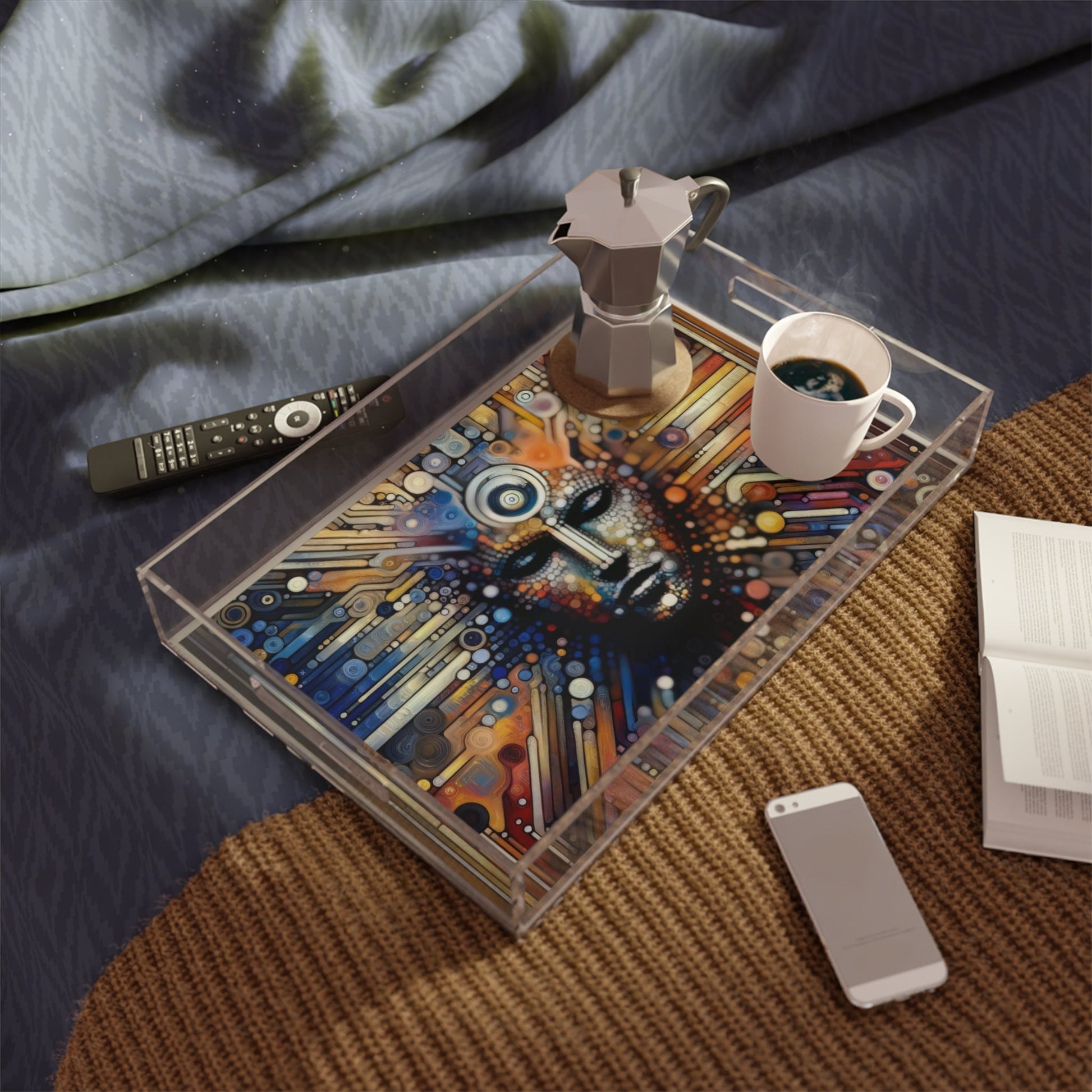 Digital Rhythm Tapestry Acrylic Serving Tray - ATUH.ART