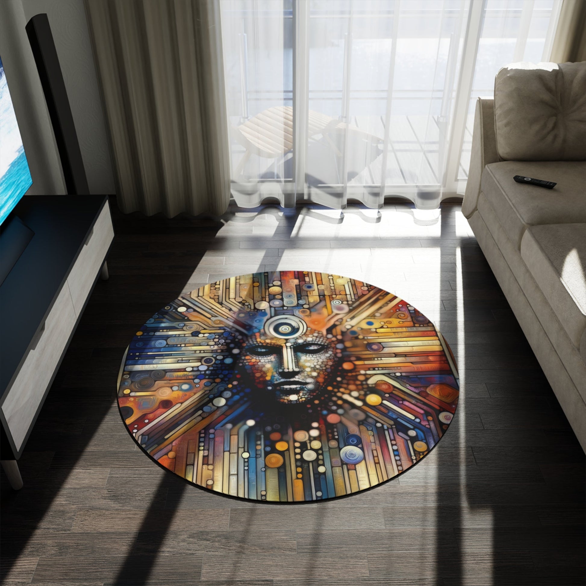 Digital Rhythm Tapestry Round Rug - ATUH.ART
