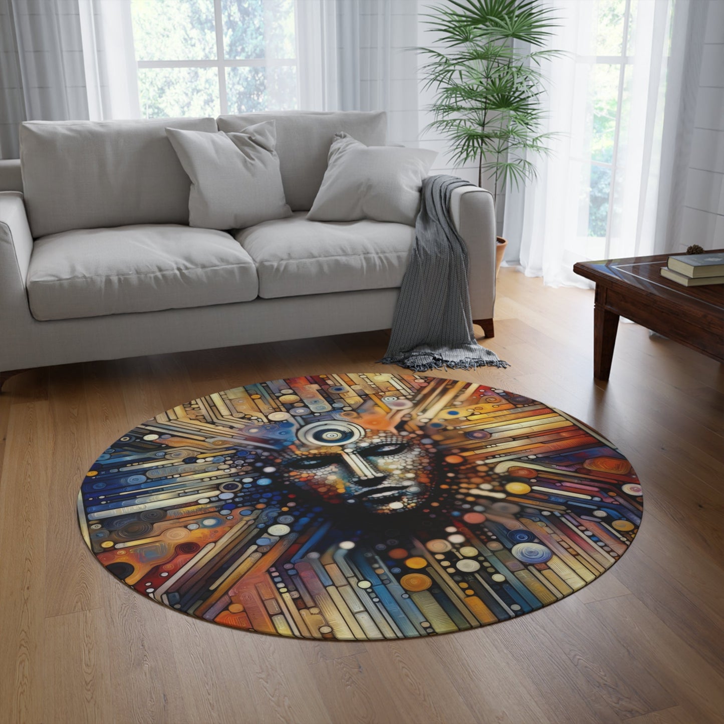 Digital Rhythm Tapestry Round Rug - ATUH.ART