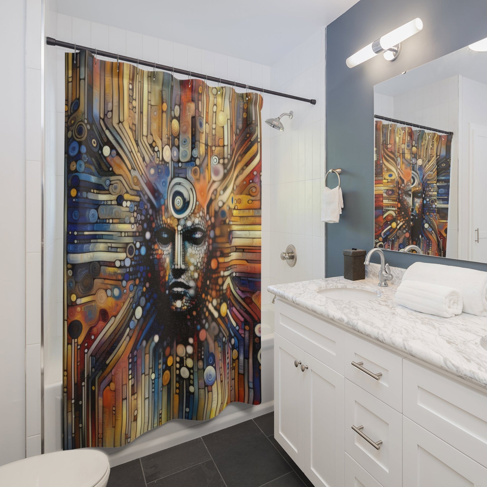 Digital Rhythm Tapestry Shower Curtains - ATUH.ART