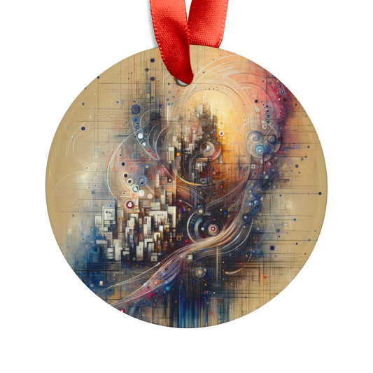Digital Rhythmic Architecture Acrylic Ornament with Ribbon - ATUH.ART