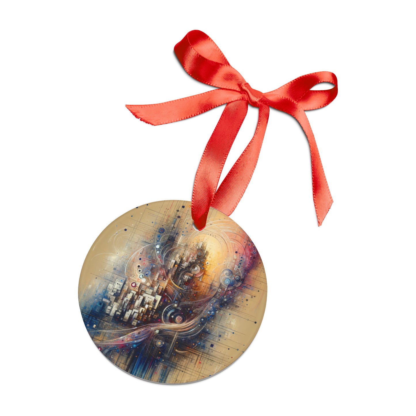 Digital Rhythmic Architecture Acrylic Ornament with Ribbon - ATUH.ART