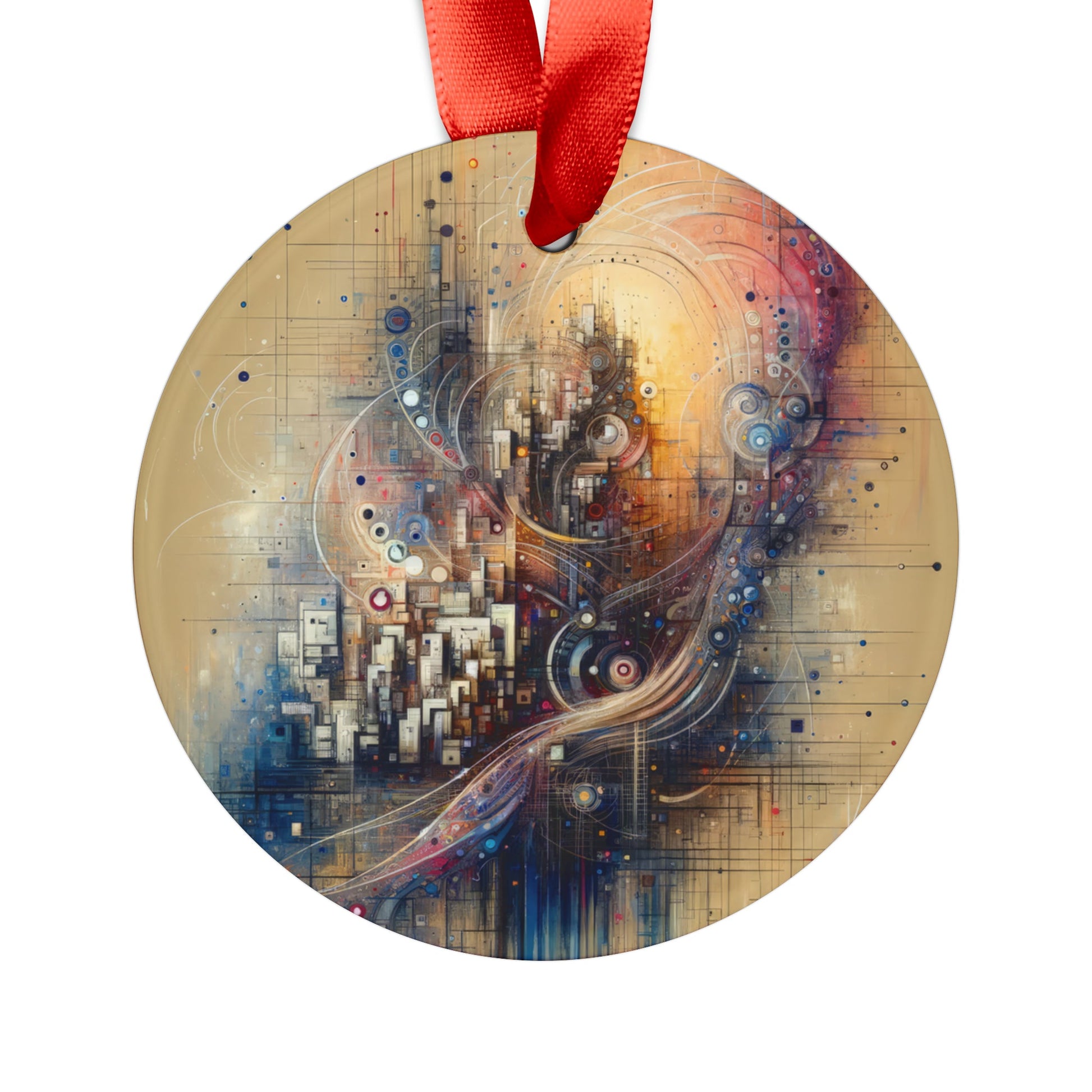 Digital Rhythmic Architecture Acrylic Ornament with Ribbon - ATUH.ART