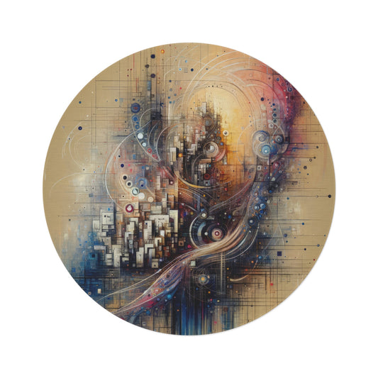 Digital Rhythmic Architecture Round Rug - ATUH.ART