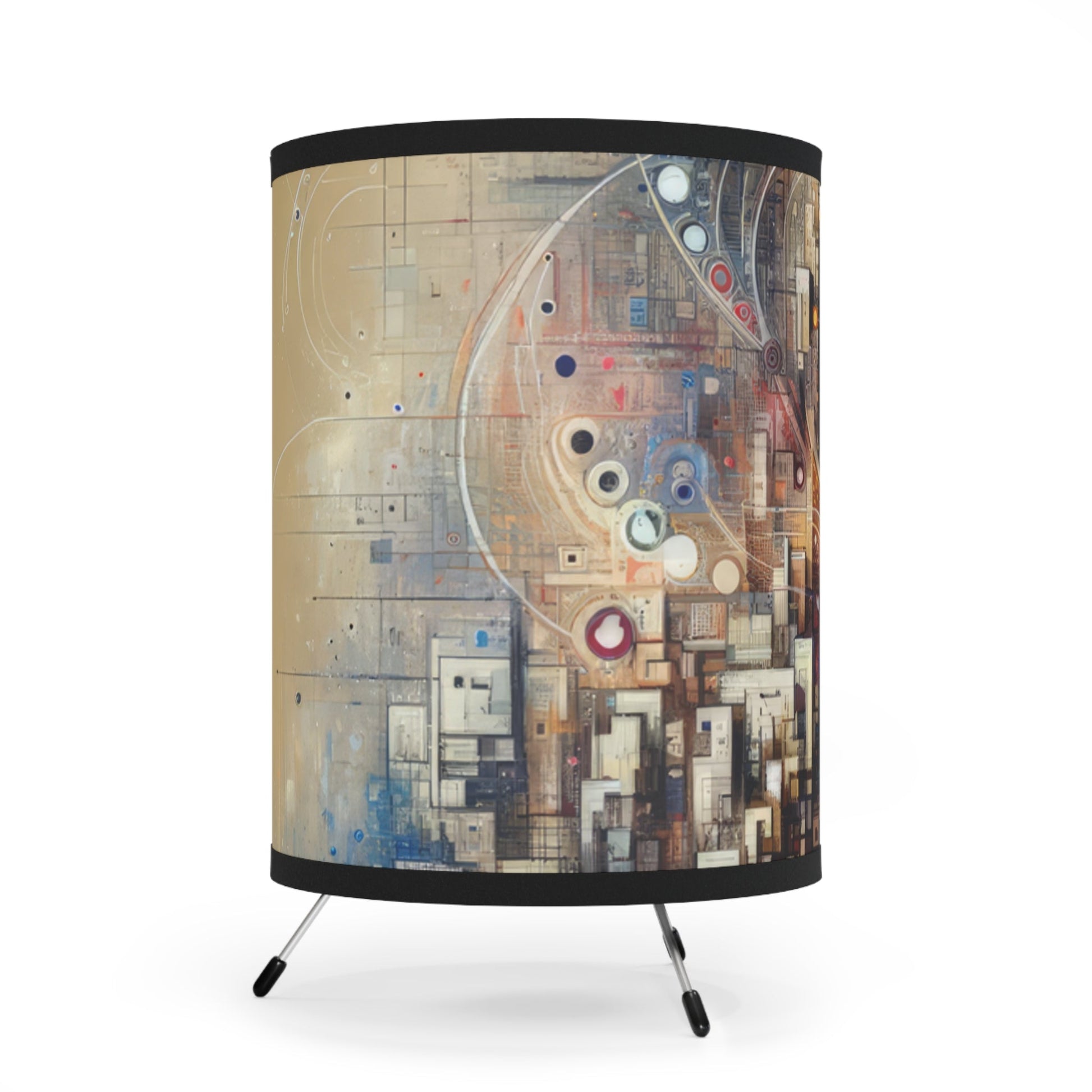 Digital Rhythmic Architecture Tripod Lamp with High-Res Printed Shade, US\CA plug - ATUH.ART