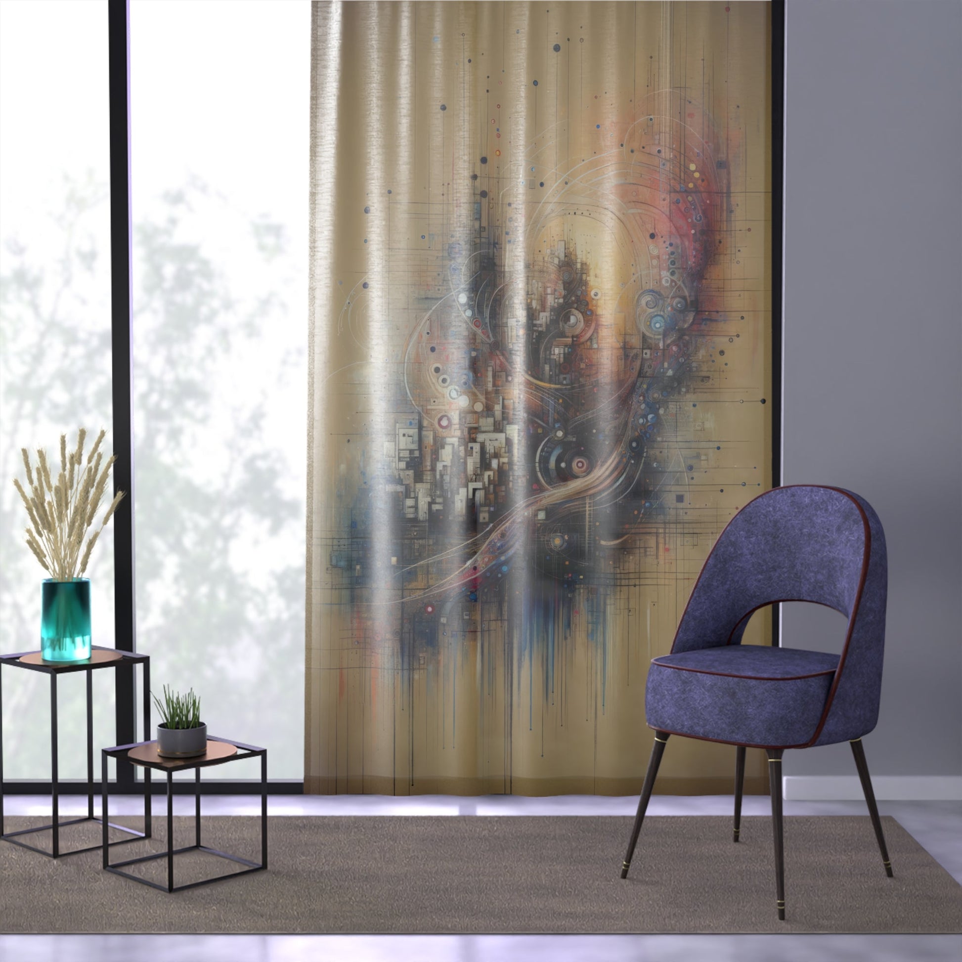 Digital Rhythmic Architecture Window Curtain - ATUH.ART