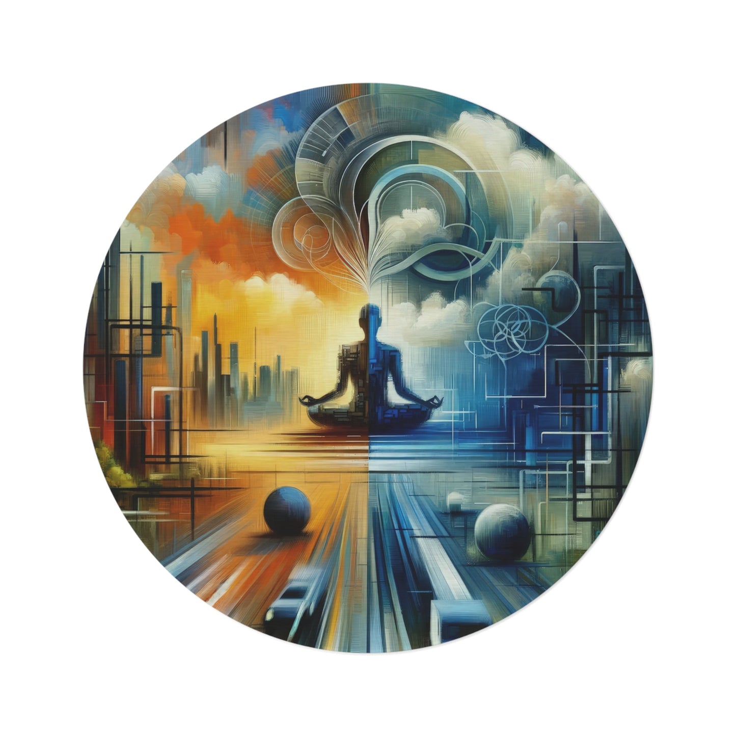 Digital Spiritual Journey Round Rug - ATUH.ART