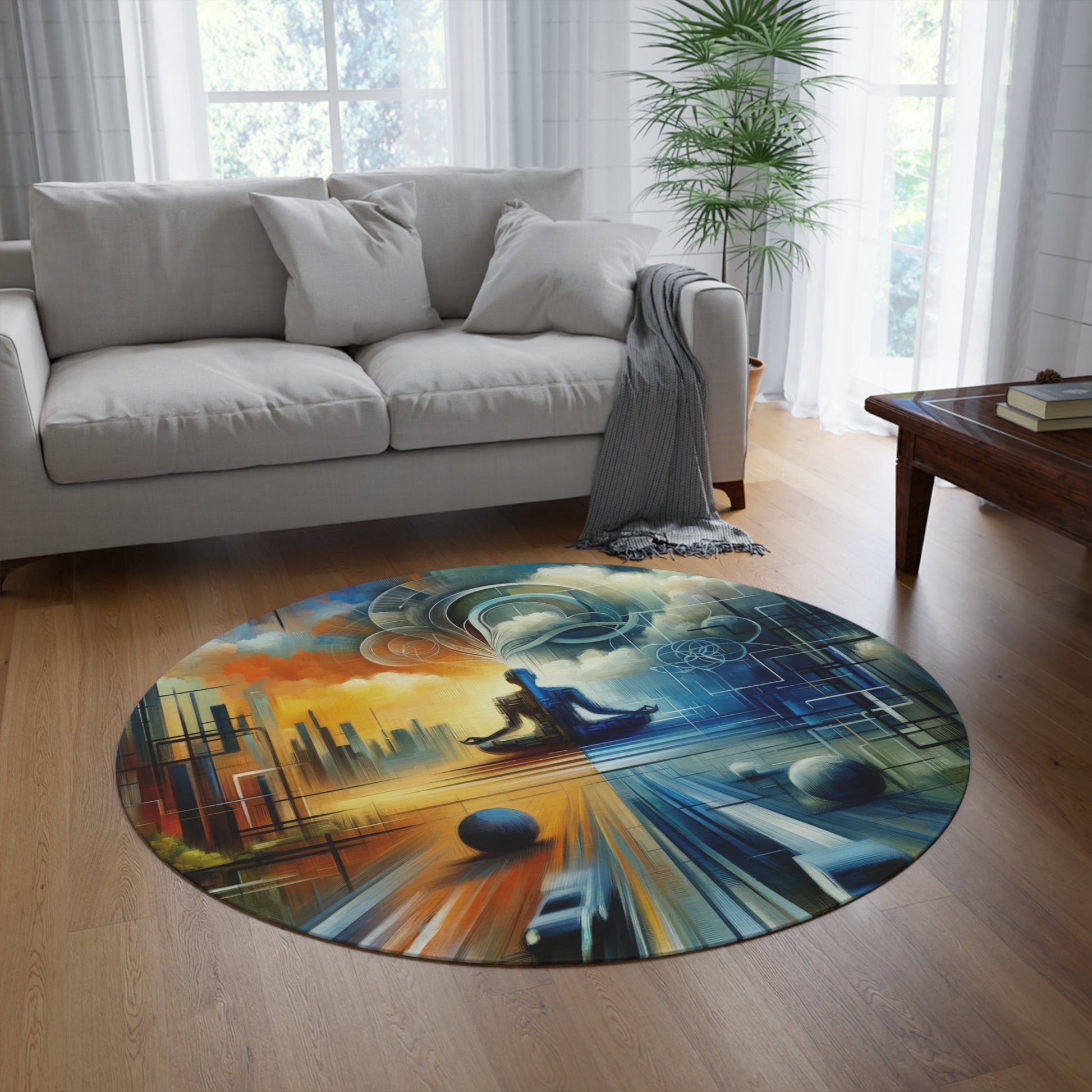 Digital Spiritual Journey Round Rug - ATUH.ART