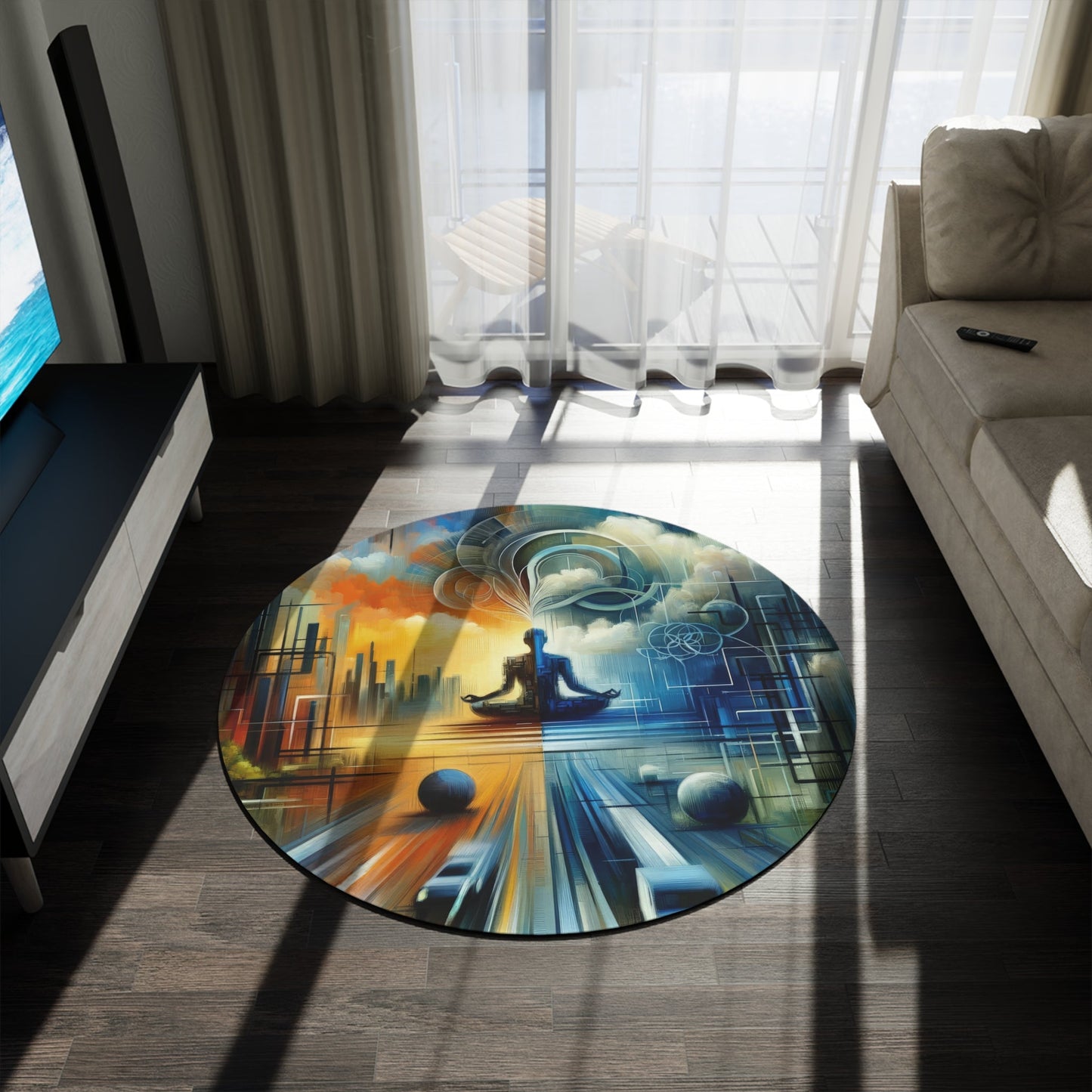 Digital Spiritual Journey Round Rug - ATUH.ART