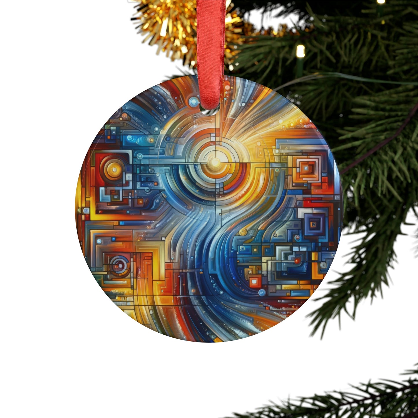 Digital Tachism Connectivity Acrylic Ornament with Ribbon - ATUH.ART