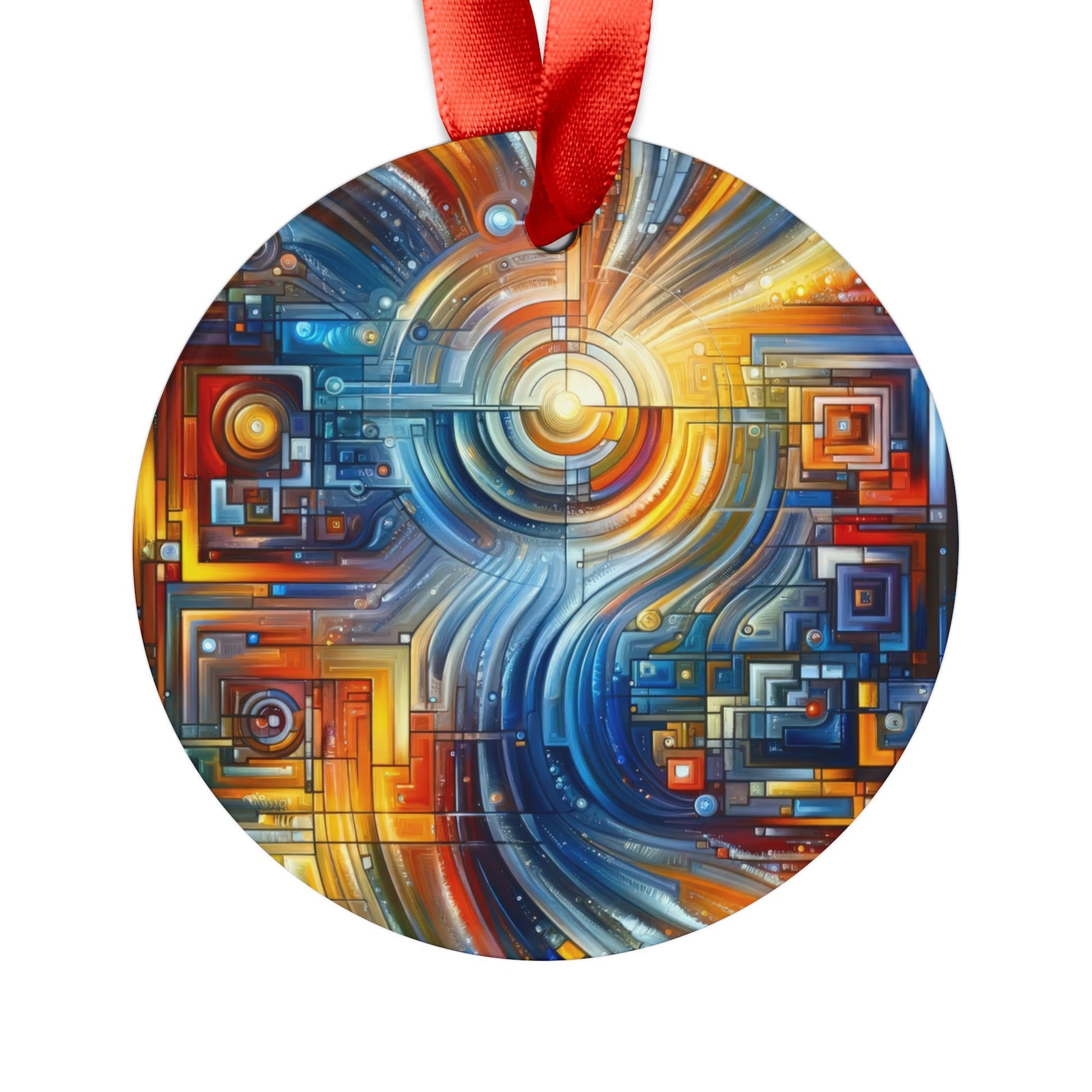 Digital Tachism Connectivity Acrylic Ornament with Ribbon - ATUH.ART
