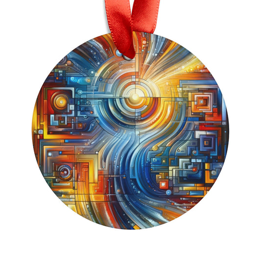Digital Tachism Connectivity Acrylic Ornament with Ribbon - ATUH.ART