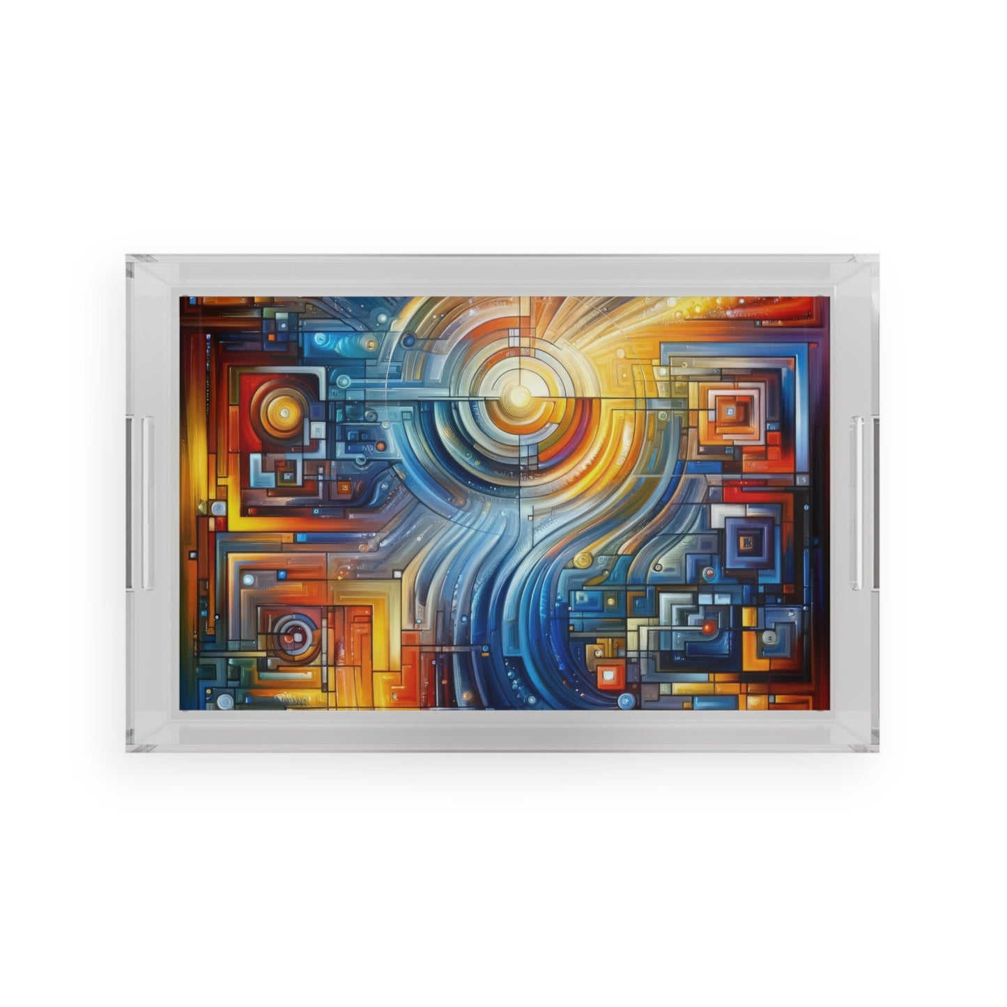 Digital Tachism Connectivity Acrylic Serving Tray - ATUH.ART