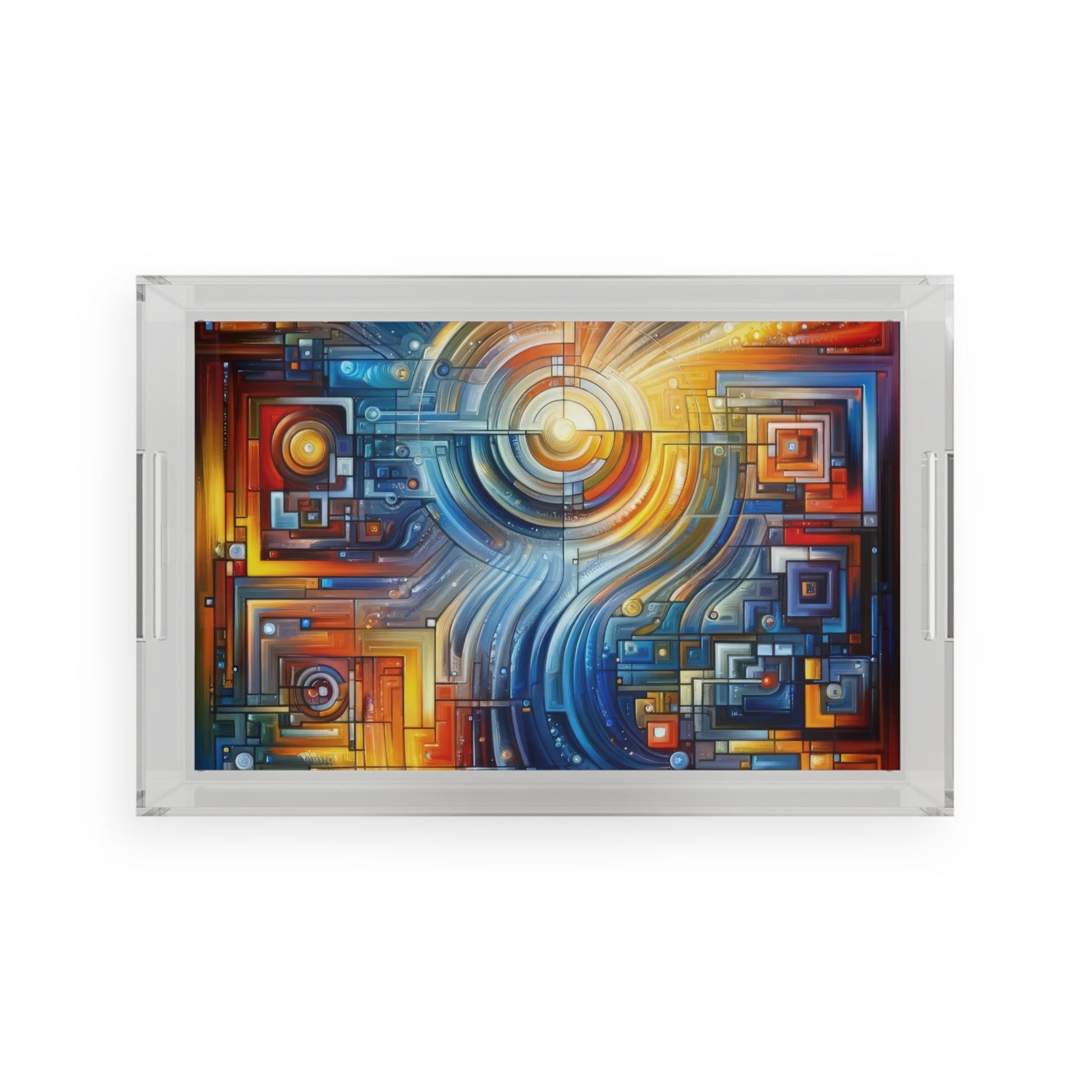Digital Tachism Connectivity Acrylic Serving Tray - ATUH.ART