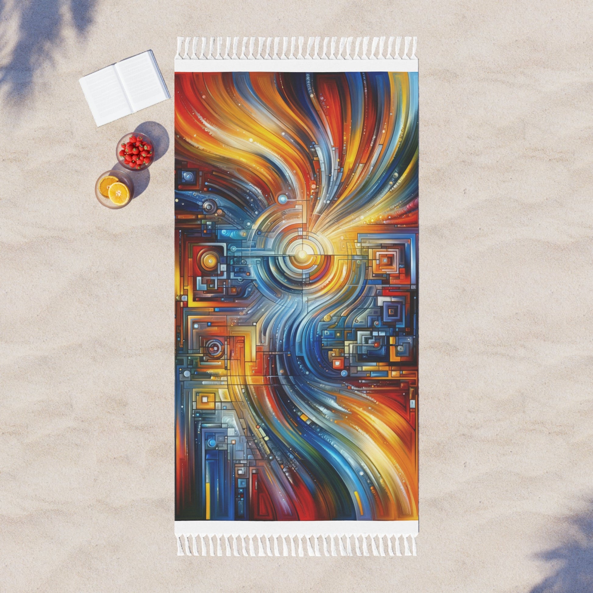 Digital Tachism Connectivity Boho Beach Cloth - ATUH.ART