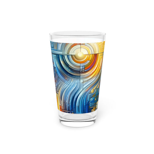 Digital Tachism Connectivity Pint Glass, 16oz - ATUH.ART