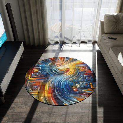 Digital Tachism Connectivity Round Rug - ATUH.ART