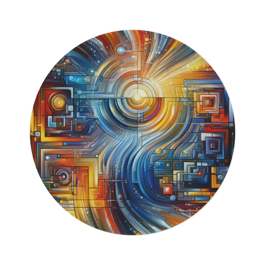 Digital Tachism Connectivity Round Rug - ATUH.ART