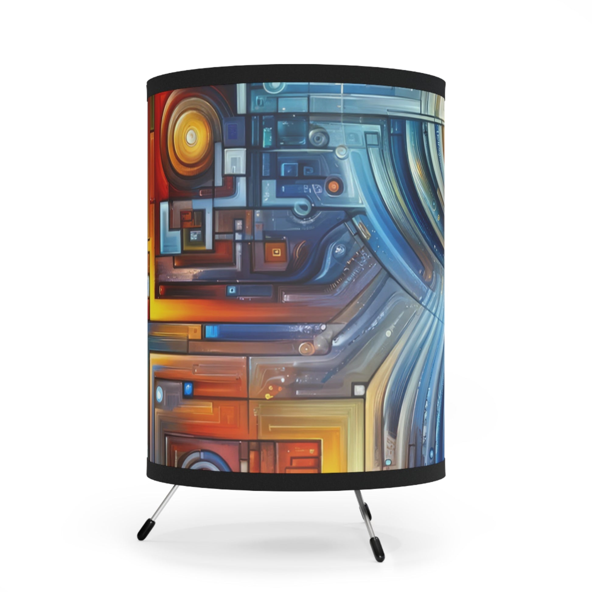 Digital Tachism Connectivity Tripod Lamp with High-Res Printed Shade, US\CA plug - ATUH.ART