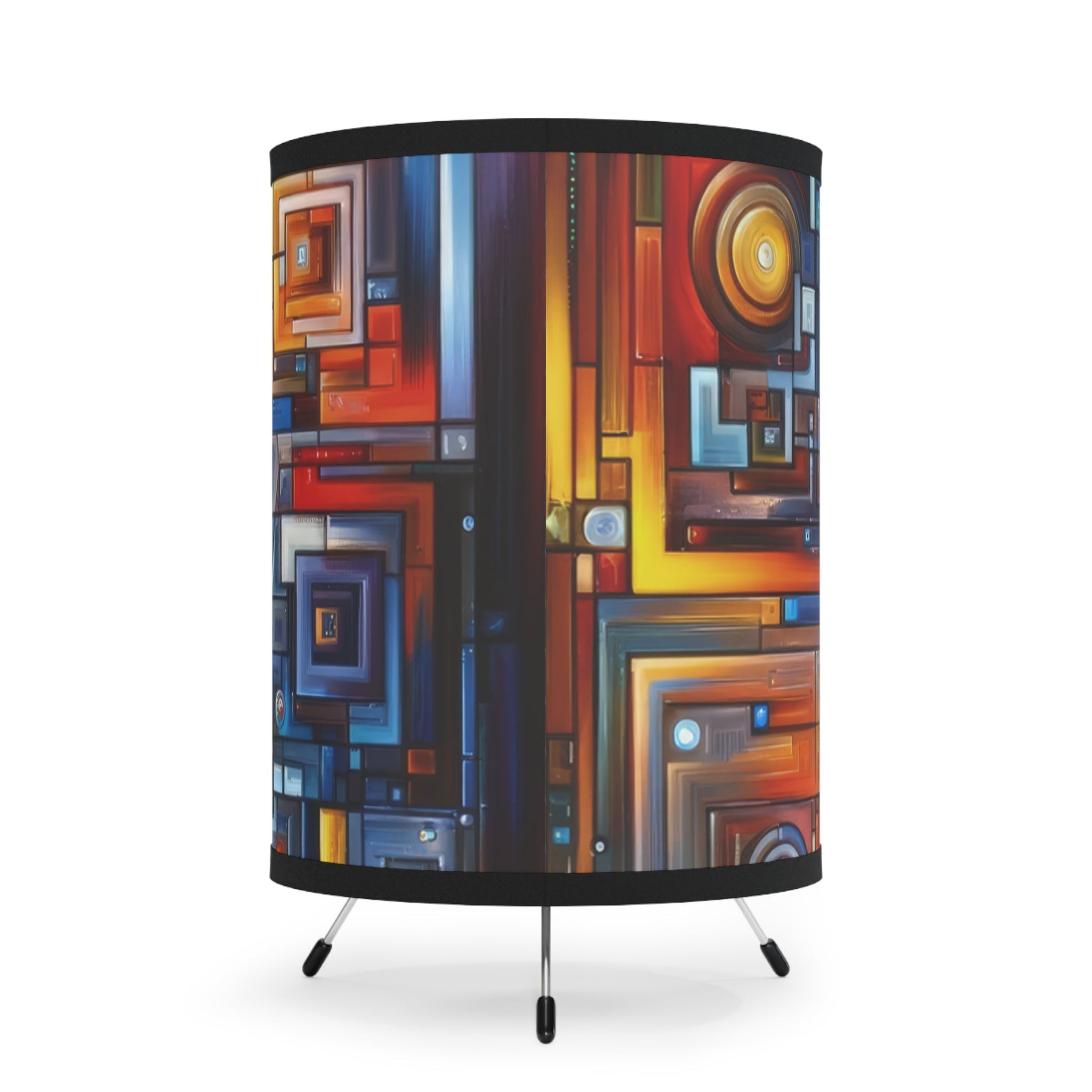 Digital Tachism Connectivity Tripod Lamp with High-Res Printed Shade, US\CA plug - ATUH.ART