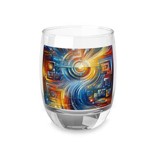 Digital Tachism Connectivity Whiskey Glass - ATUH.ART