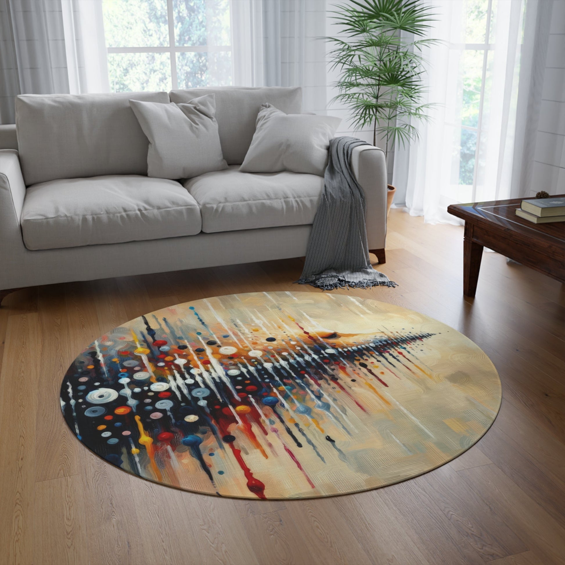 Distant Barking Echoes Round Rug - ATUH.ART