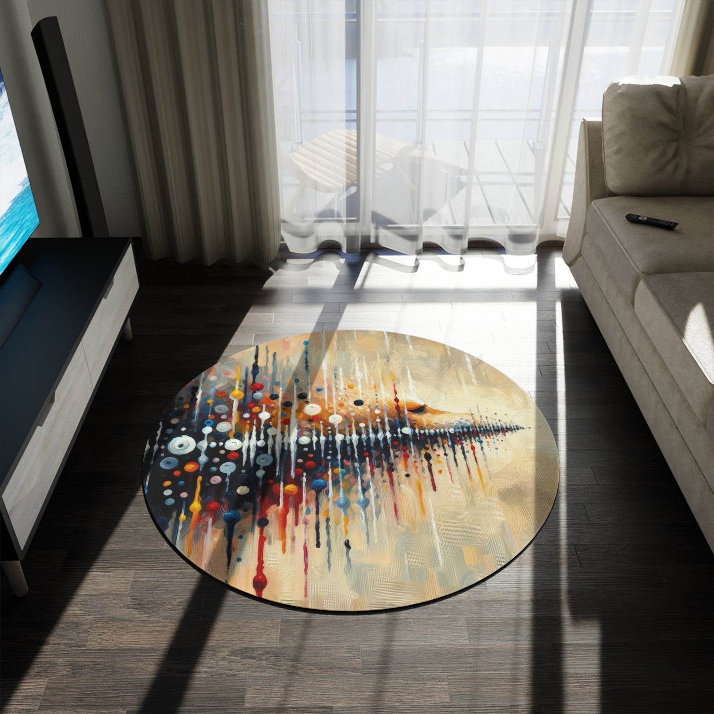 Distant Barking Echoes Round Rug - ATUH.ART