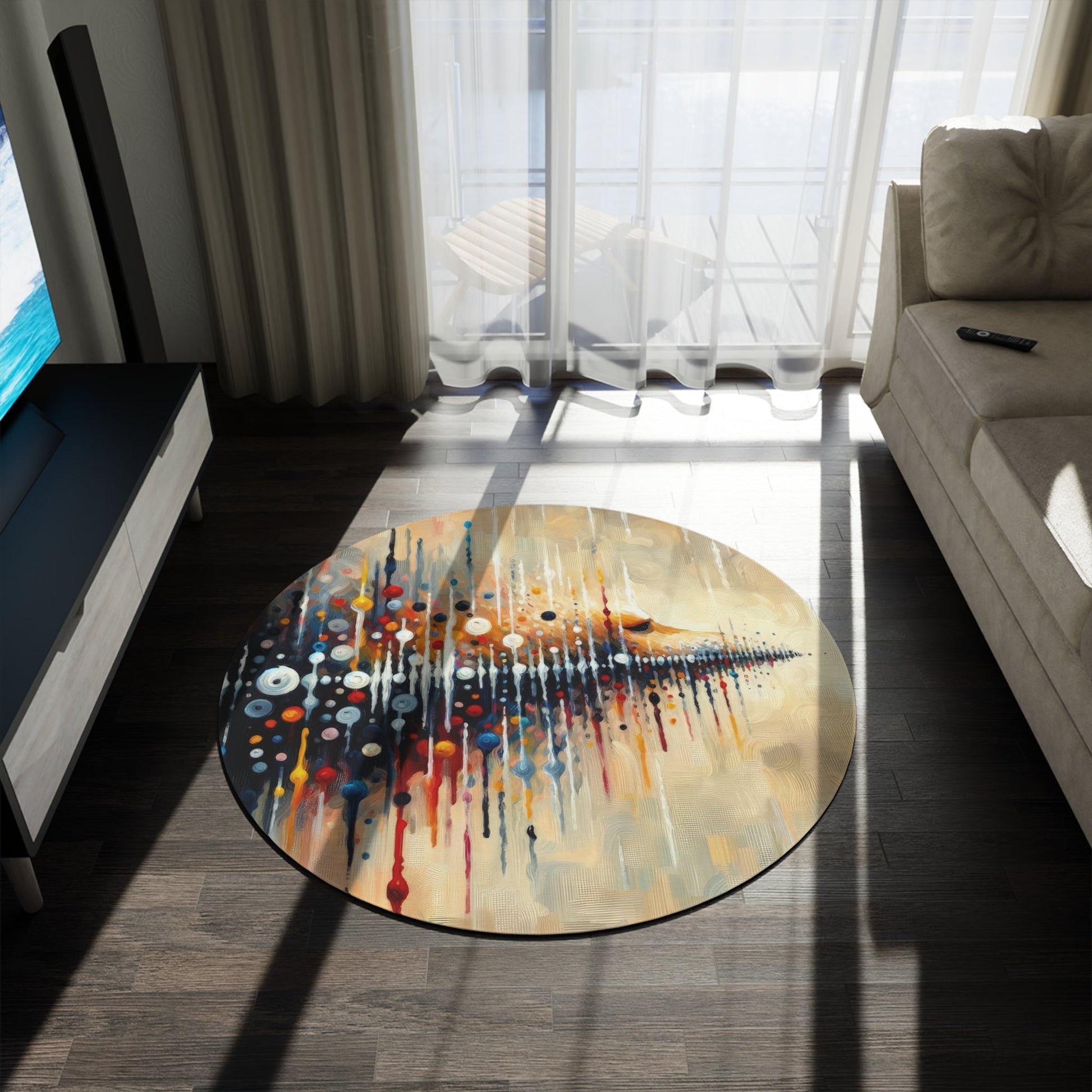 Distant Barking Echoes Round Rug - ATUH.ART