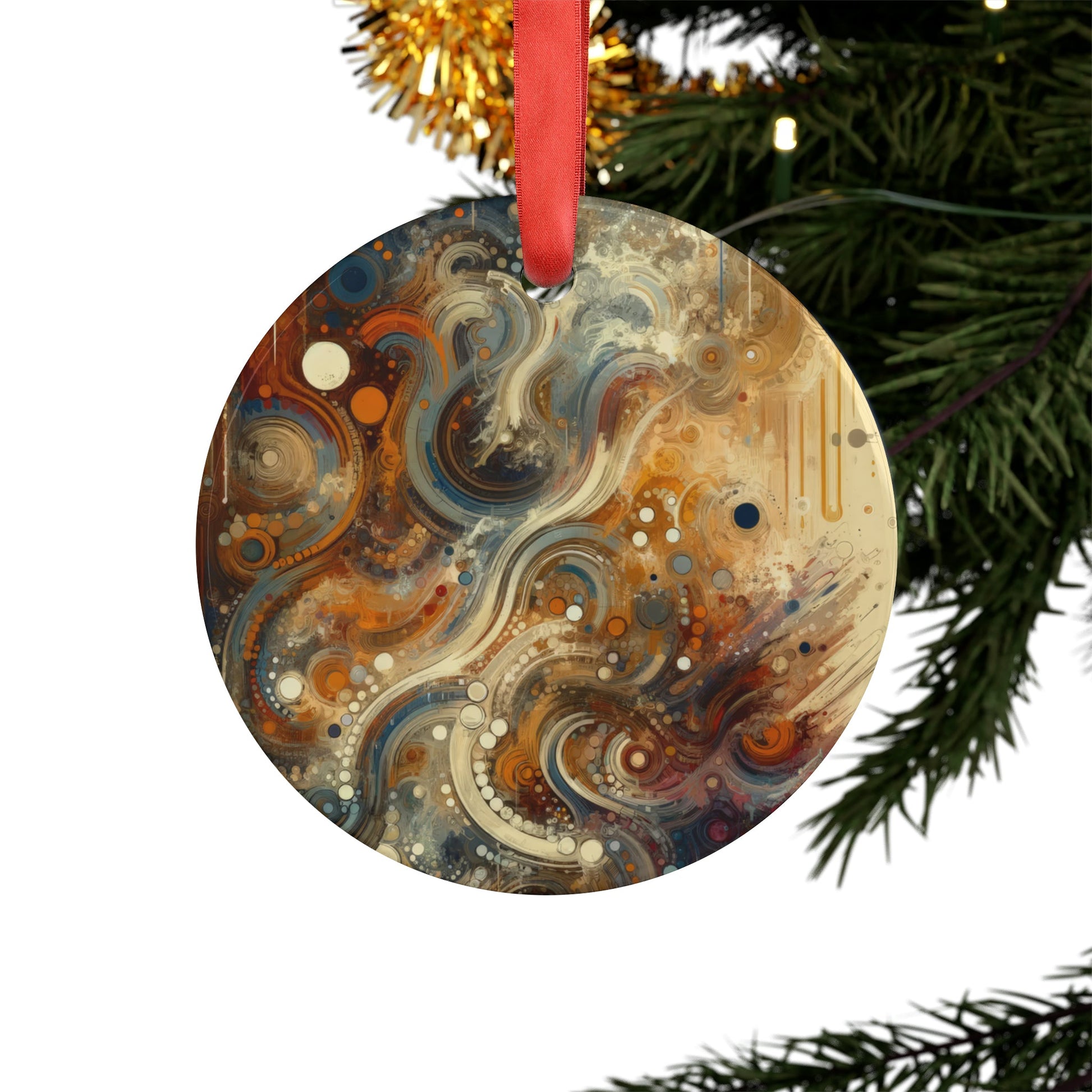 Dynamic Cultural Mosaic Acrylic Ornament with Ribbon - ATUH.ART