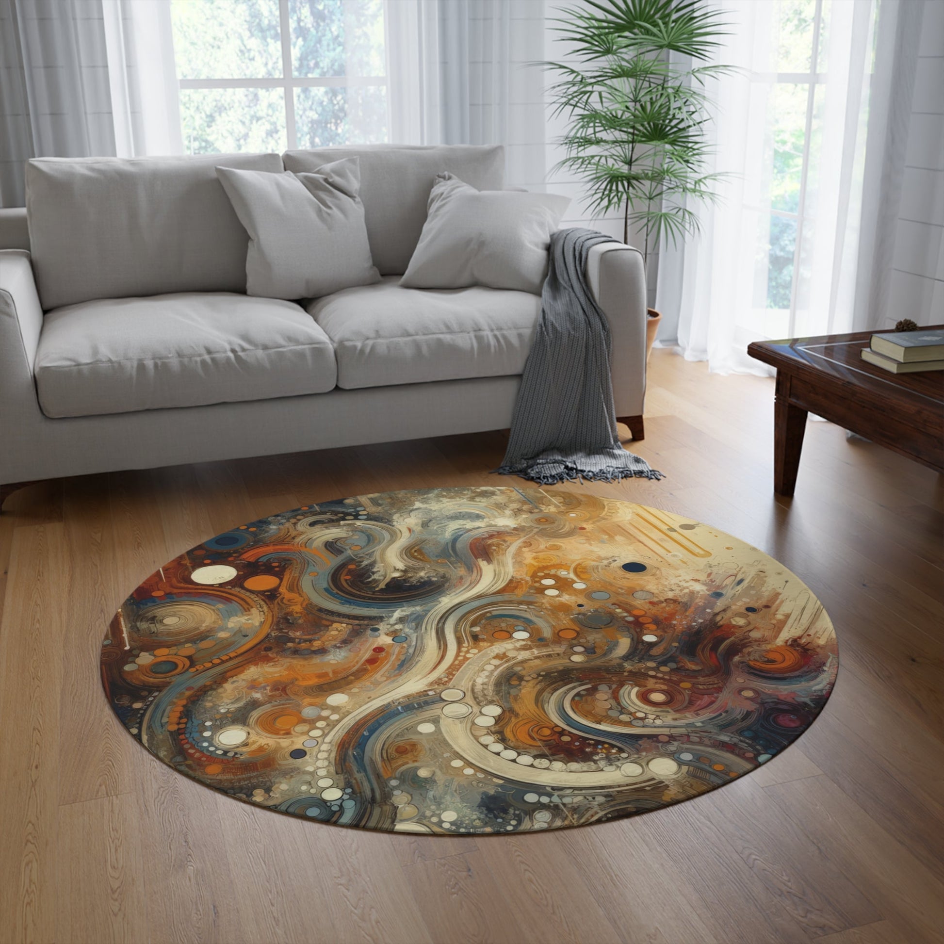 Dynamic Cultural Mosaic Round Rug - ATUH.ART
