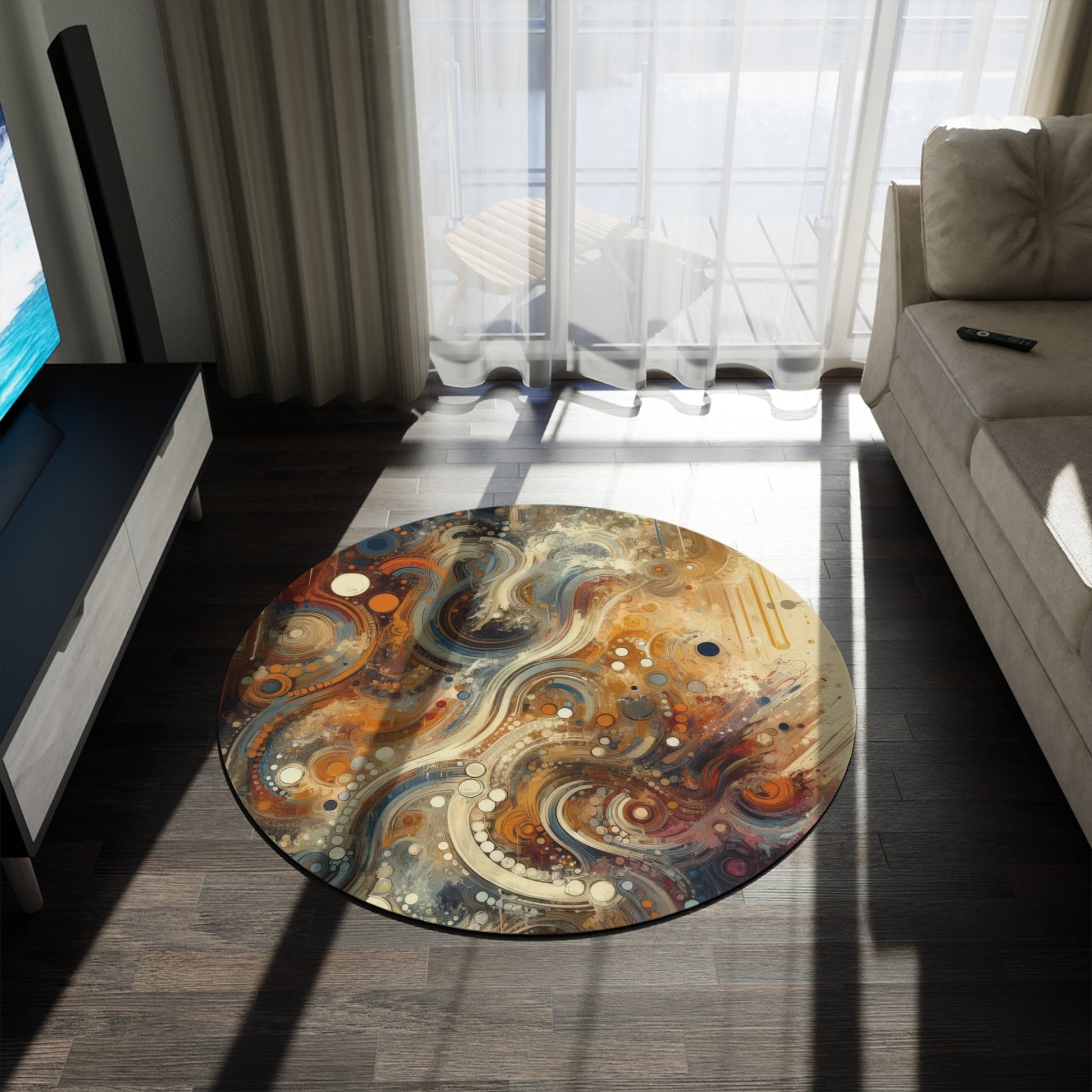 Dynamic Cultural Mosaic Round Rug - ATUH.ART