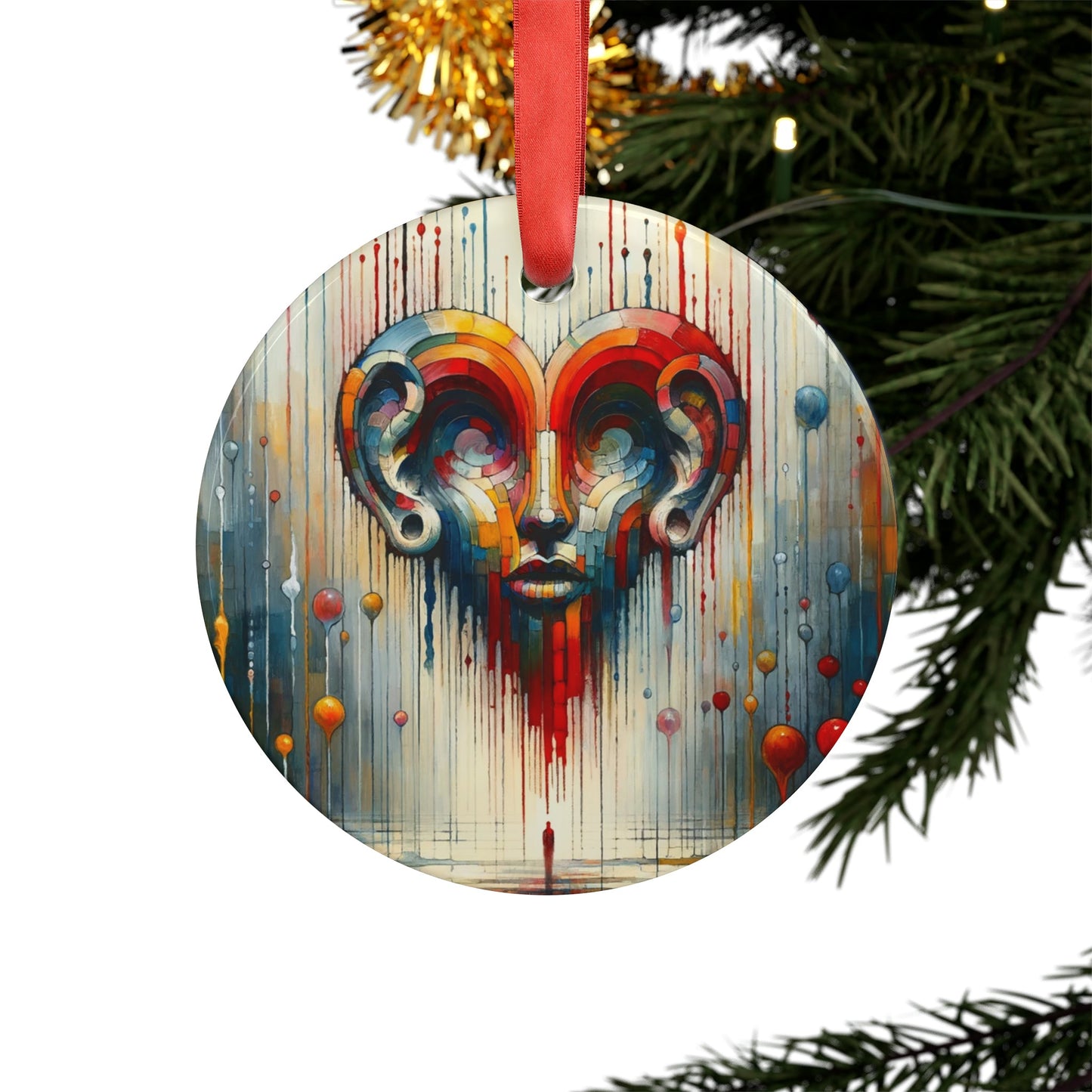 Ears Heart Expression Acrylic Ornament with Ribbon - ATUH.ART