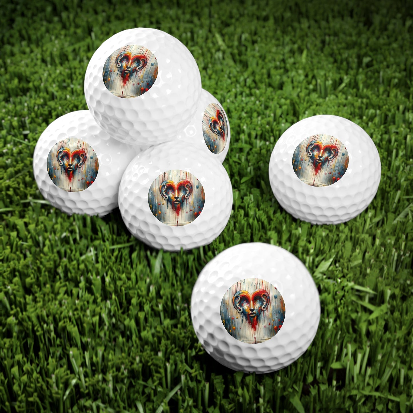 Ears Heart Expression Golf Balls, 6pcs - ATUH.ART