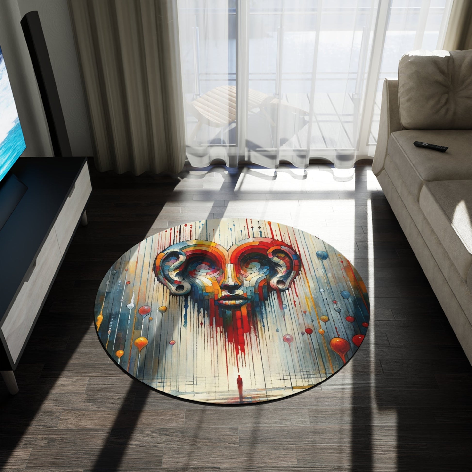 Ears Heart Expression Round Rug - ATUH.ART