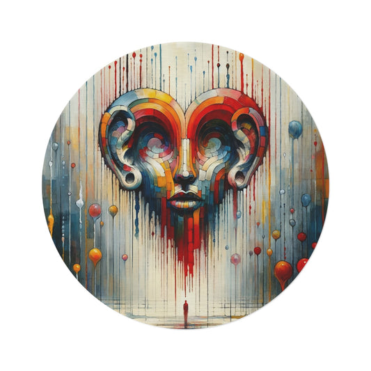 Ears Heart Expression Round Rug - ATUH.ART
