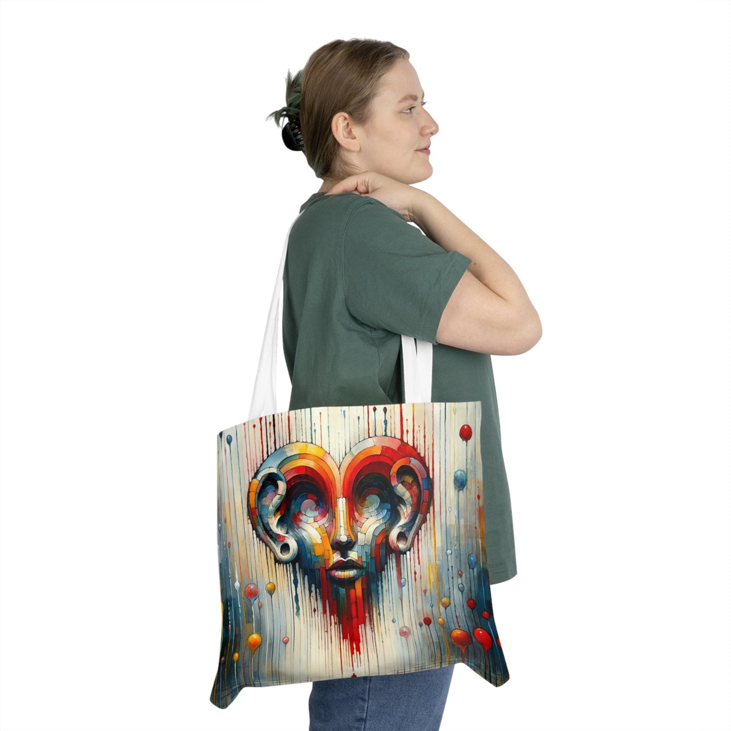 Ears Heart Expression Shoulder Tote Bag (AOP) - ATUH.ART