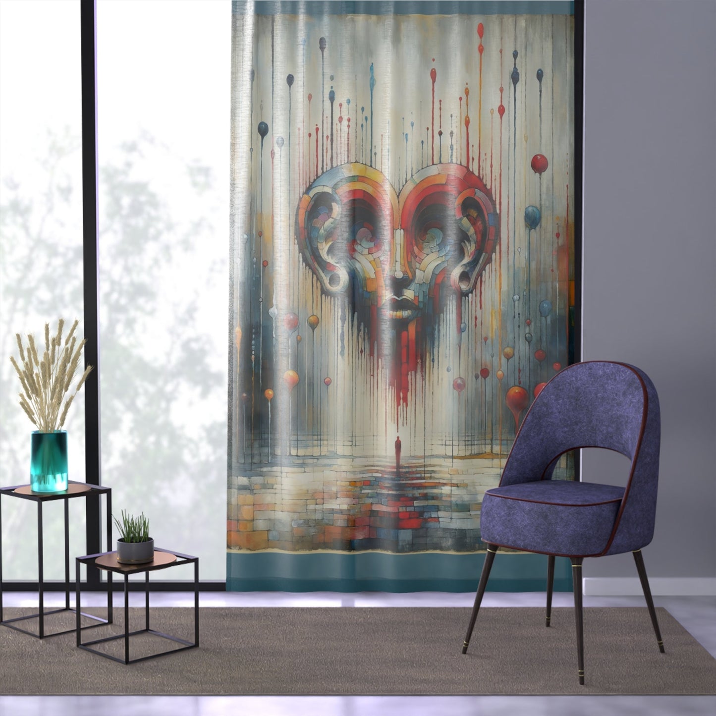 Ears Heart Expression Window Curtain - ATUH.ART