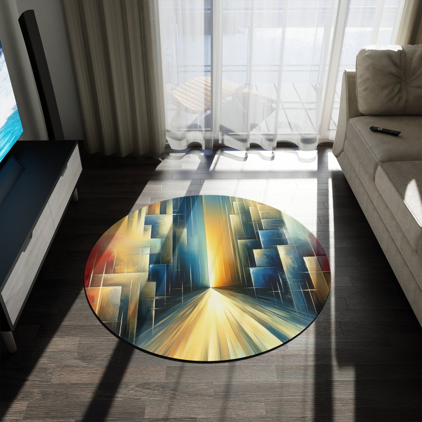 Echoes Dissolving Light Round Rug - ATUH.ART