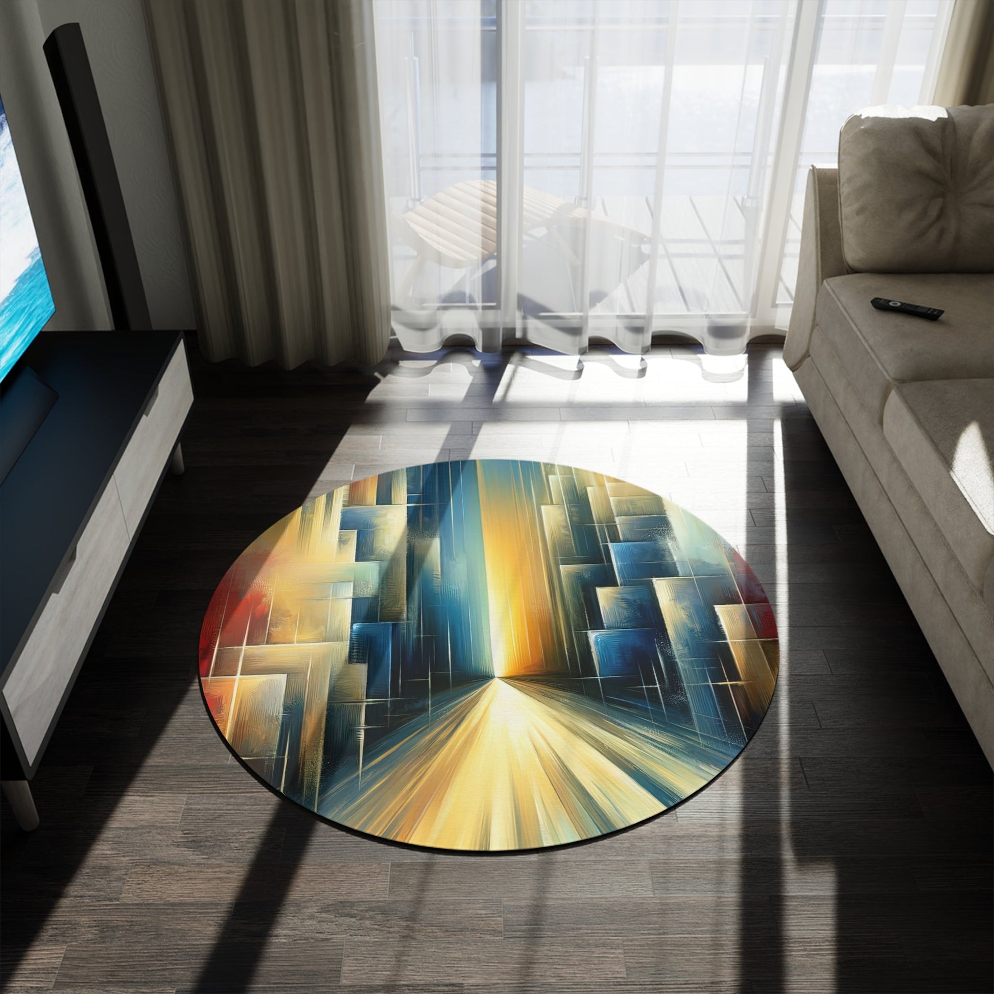Echoes Dissolving Light Round Rug - ATUH.ART