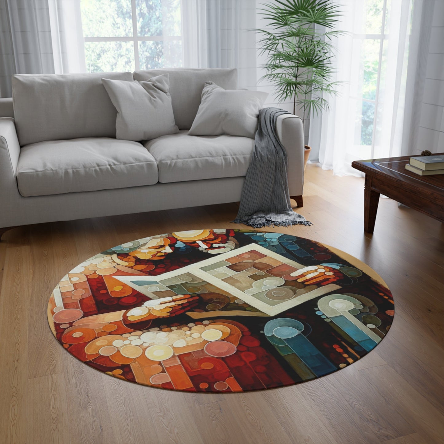 Elderly Unity Tachism Round Rug - ATUH.ART