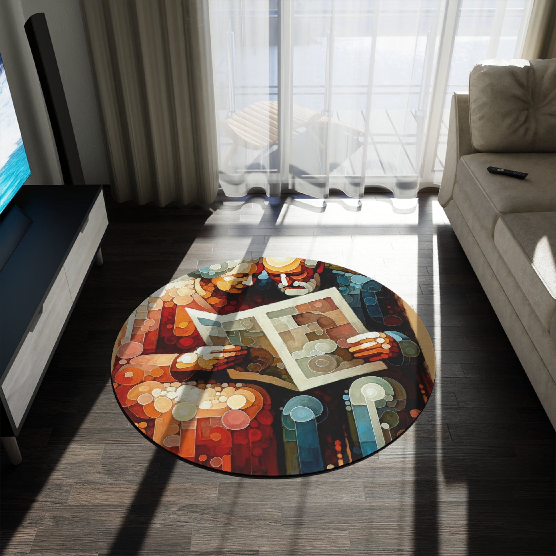 Elderly Unity Tachism Round Rug - ATUH.ART