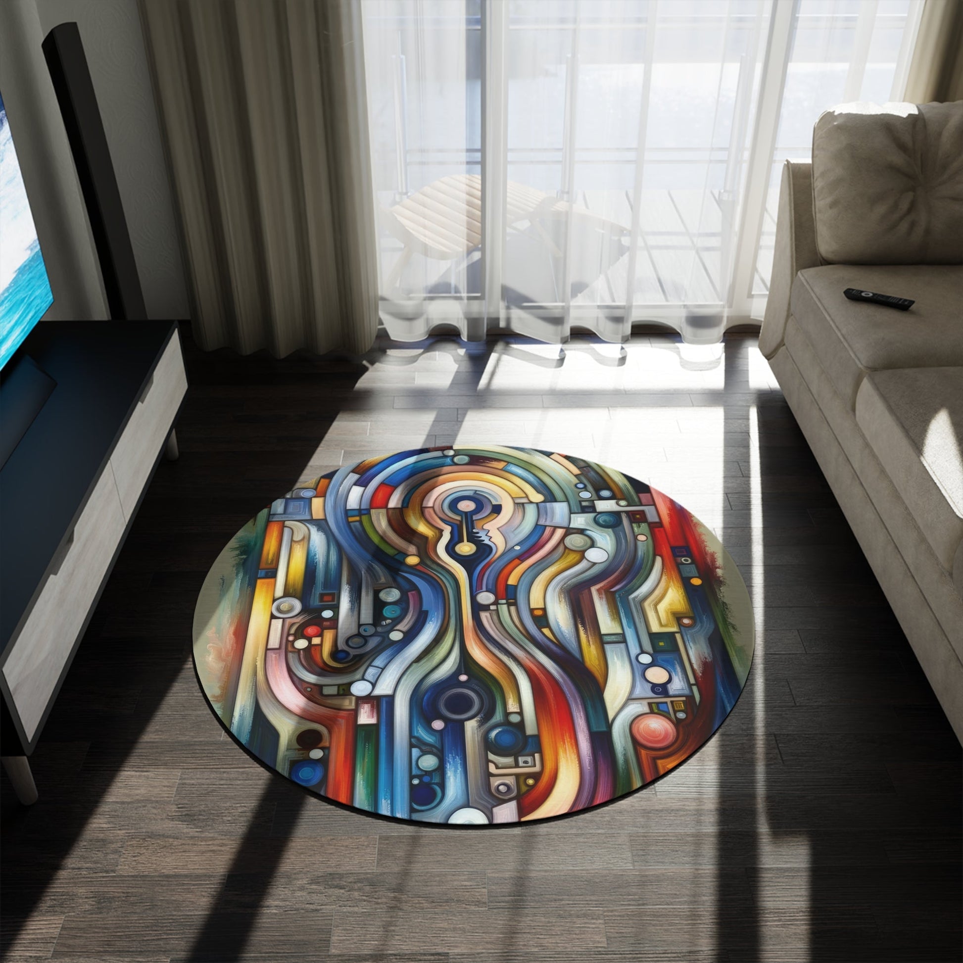 Embracing Faceted Unity Round Rug - ATUH.ART