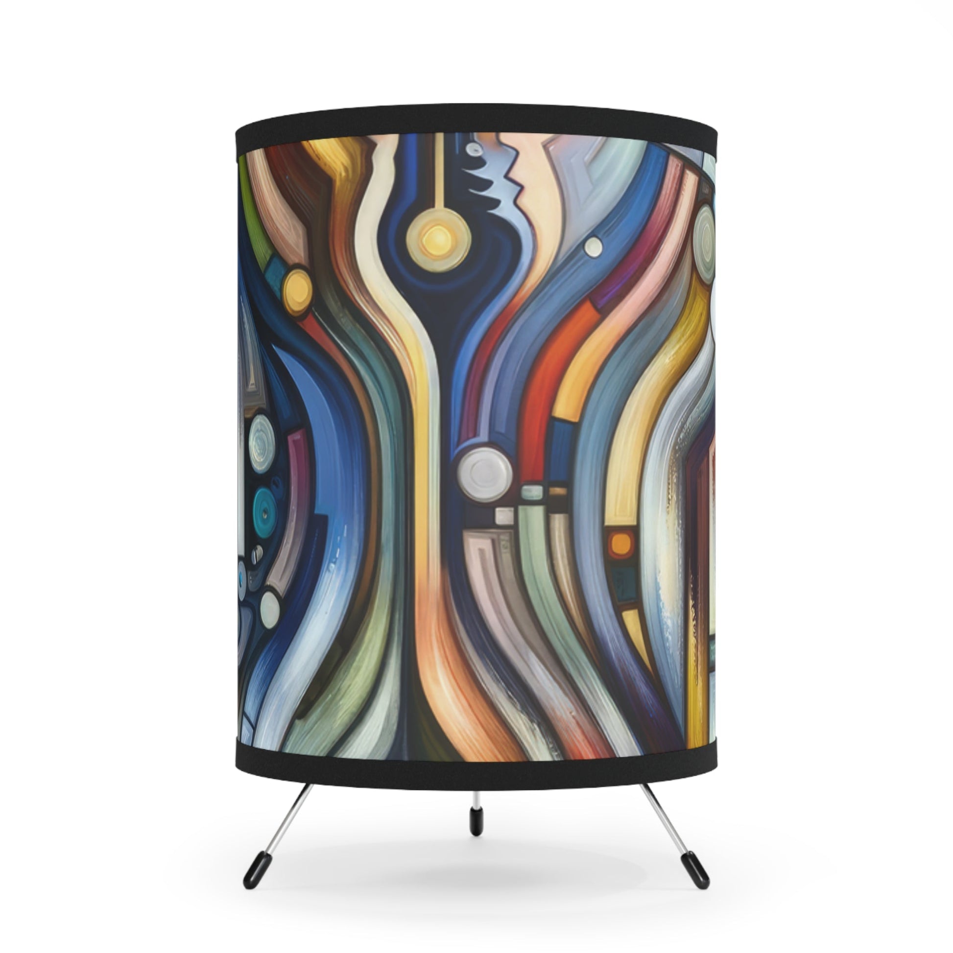 Embracing Faceted Unity Tripod Lamp with High-Res Printed Shade, US\CA plug - ATUH.ART