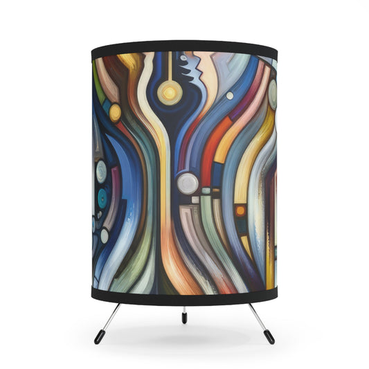 Embracing Faceted Unity Tripod Lamp with High-Res Printed Shade, US\CA plug - ATUH.ART