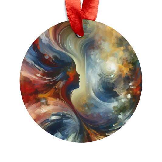 Embracing Sovereign Reflectivity Acrylic Ornament with Ribbon - ATUH.ART