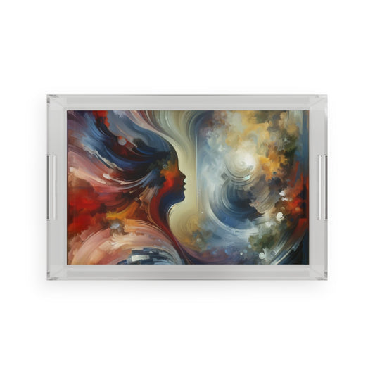 Embracing Sovereign Reflectivity Acrylic Serving Tray - ATUH.ART