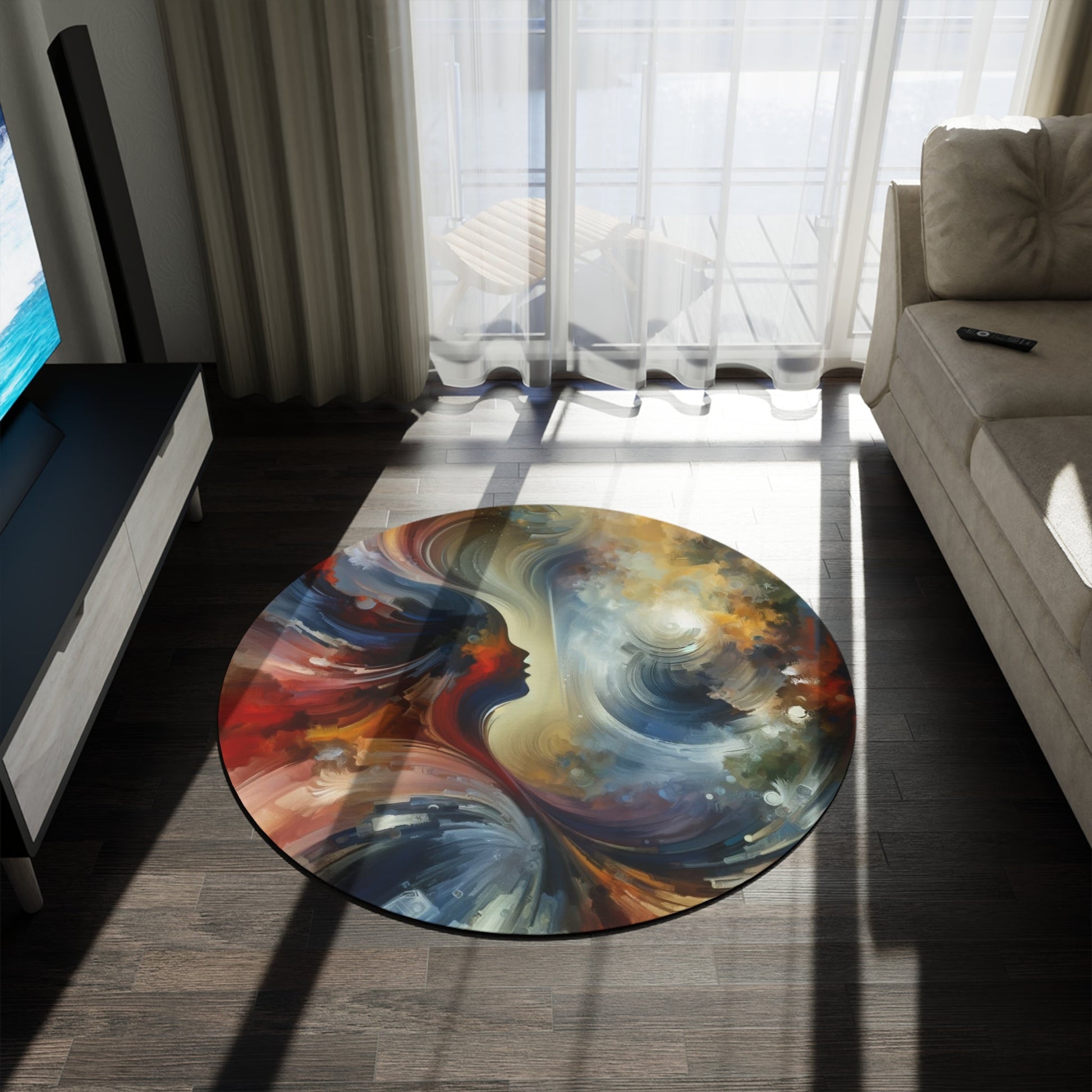 Embracing Sovereign Reflectivity Round Rug - ATUH.ART
